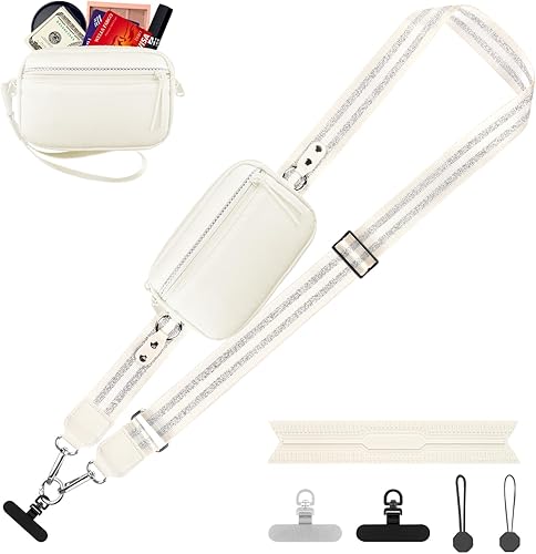 Miniatura 13 de Correa para teléfono con clip y correa cruzada para cartera, cordón ajustable para teléfono con cartera, Negro, Mediana Negro,negro, rojo (Black