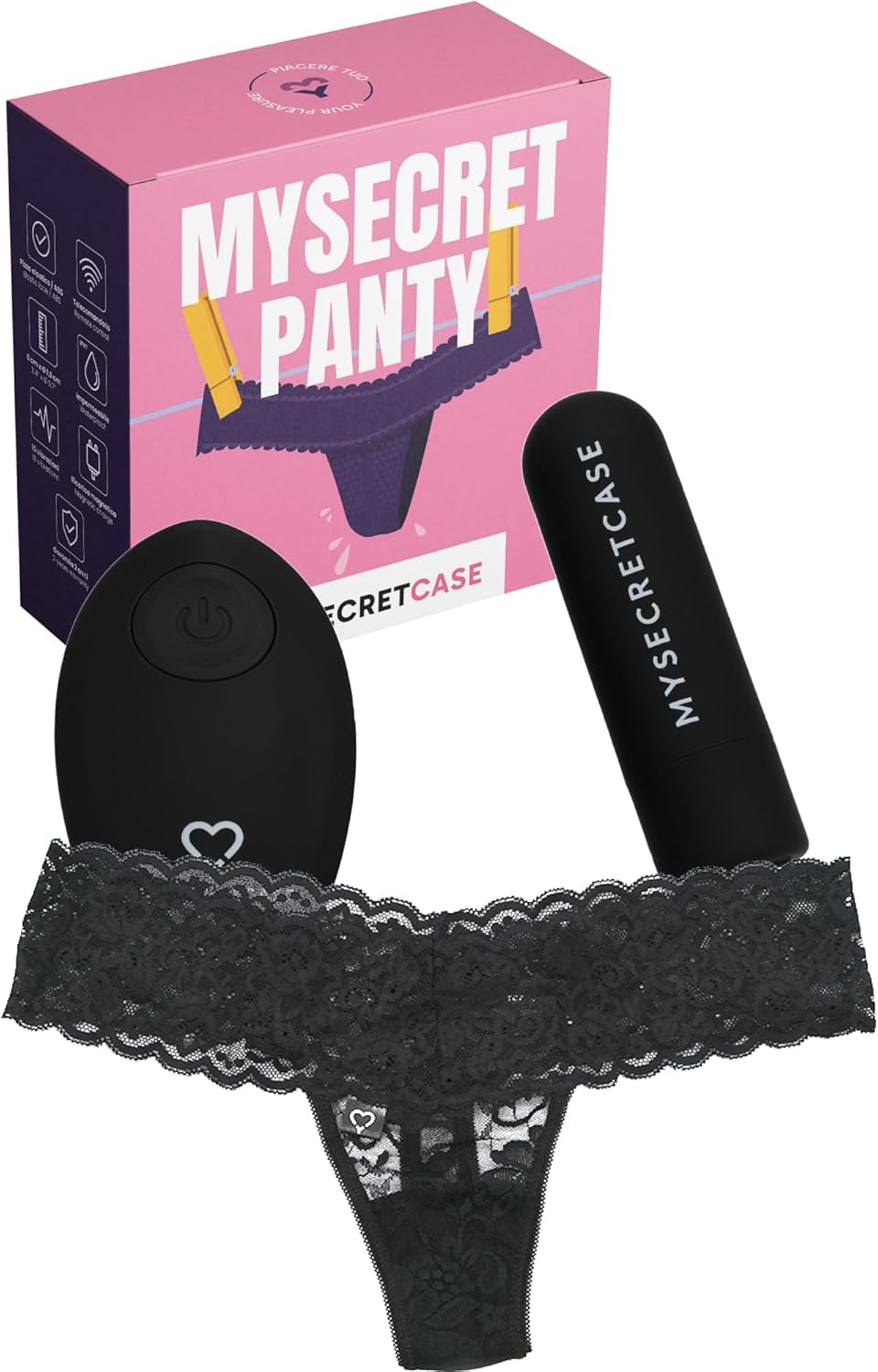 MySecretCase Vibrator Sexy Unterwäsche Frauen - Sexspielzeug für Paare und die Frau, Sex Vibration mit Fernsteuerung für Unterwegs, Auflege Klitoris Vibratoren, Mini Sextoy Solo Stimulator für sie S/M