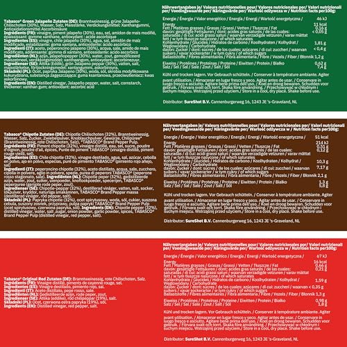 Foto von Tabasco Scharfe Soßen Geschenkset – 5er Pack (5×60 ml) Hot Sauce Set – Enthält Original, Habanero, Chipotle, Green & Scorpion – Ideal als Geschenk & zum Probieren