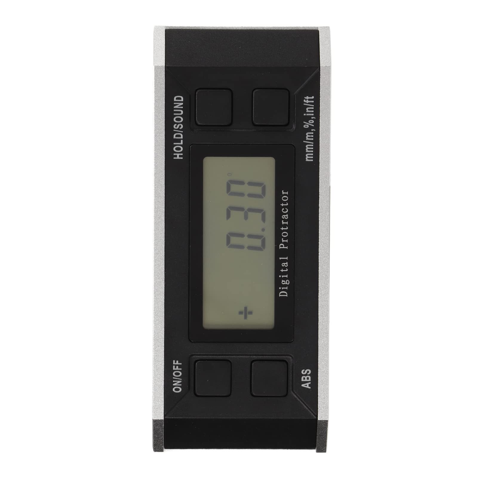 Goniometro digitale e inclinometro per la misurazione dell'angolo - Indicatore di livello LCD con range 4 x 90 gradi con base magnetica - Senza retroilluminazione - Costruzione in (Con