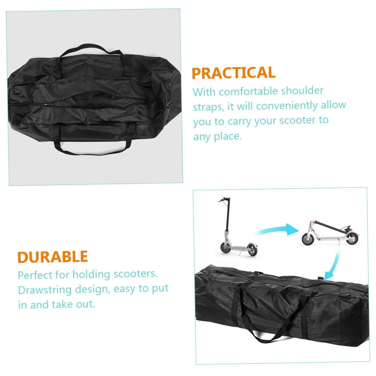 BRIGHTFUFU Portable Skateboard Bag Waterproof Duffle Bag for Electric Scooters Double Tilt Skateboard Carrier Shoulder Straps