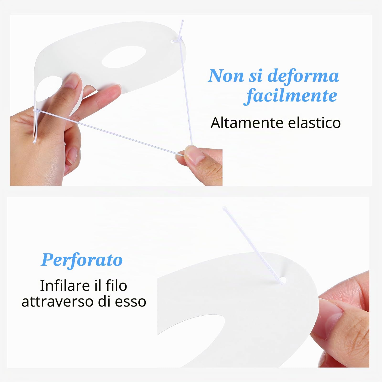 Toyvian 40 maschere bianche per gli occhi di carta cartapesta, maschere di carta bianca, da dipingere, maschere vuote per decorare cosplay, Halloween, mardi