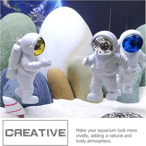 Miniatura 4 de LUOZZY 2 figuras de astronauta para decoración de tartas en miniatura, juguetes de astronauta de escritorio, decoración flotante de astronauta