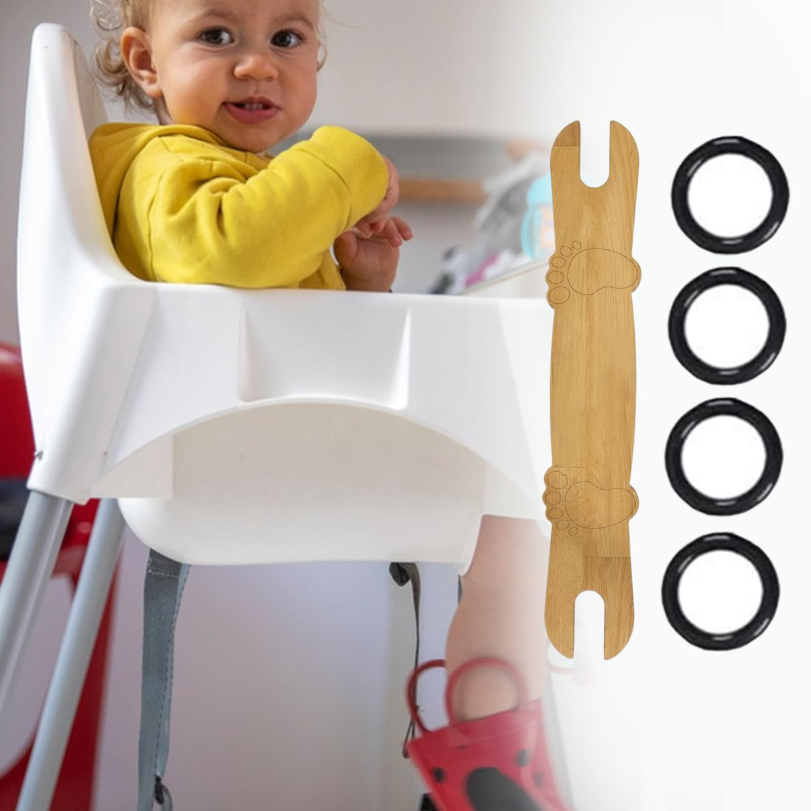 Reposapiés Para Silla Alta - Taburete De Madera Ajustable,Artículos Bebé Antideslizantes, Muebles Ergonómicos Infantiles para Comer en Casa