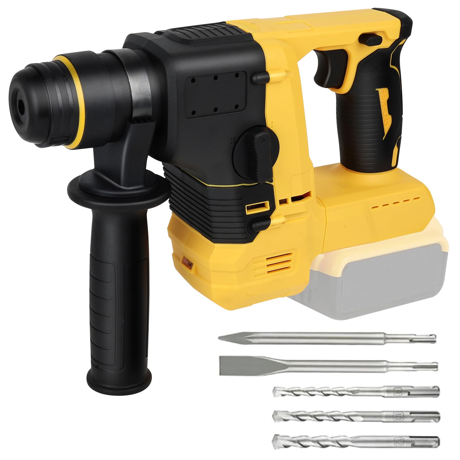LIROPAU Cordless Drill Compatible with DeWalt 20V Max Battery, Quickly Change Chuck SDS-Plus, Cordless Hammer Drill with 5PCS Drill Bits for Concrete, Masonry, Wood（Excluding Batteries and Charger