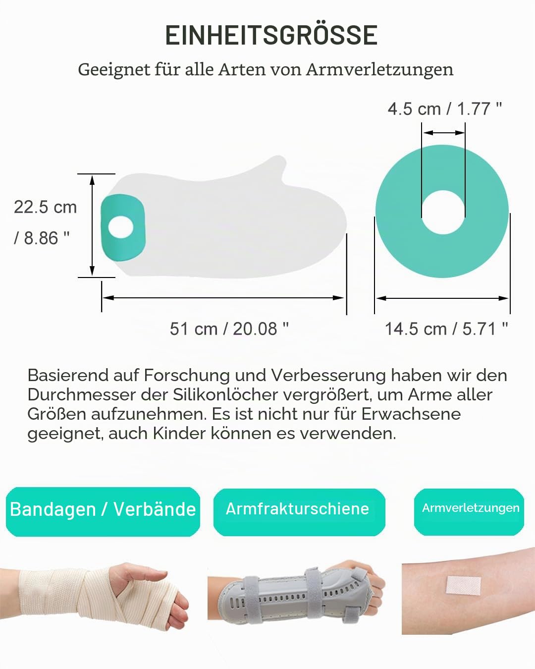 Duschschutz Arm für Erwachsene, Gipsschutz Wasserdicht Arm für Dusche, Wiederverwendbare Gipsabdeckung, Weicher Bequemer Gips-Schutz für Gipsbinden, Kompressen