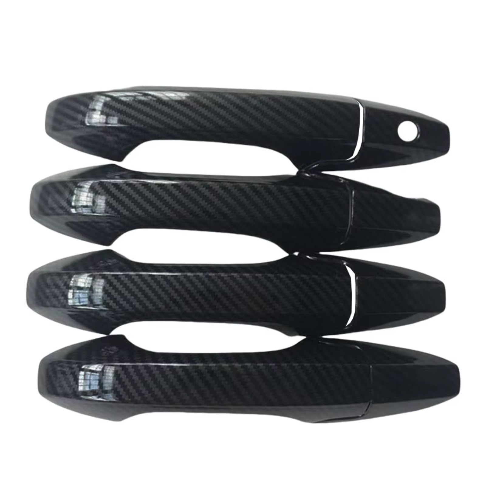 JJRFVBGT Door Handle Trim Compatible with CRV 2007 2008 2009 2010 2011 ABS Carbon Fiber Chrome Silver Glossy Black Car Exterior Door Handle Housing(Carbon Fiber)