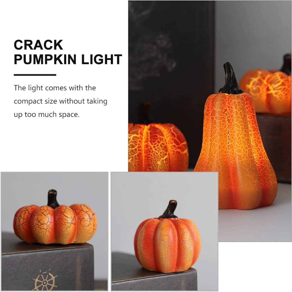 Lampion Dyni 1 Zestaw Podgrzewacze Świece Dyni Wzór Pęknięcia Płomień Mniej Świec Halloween Ozdoby Lampy LED Z Dekoracje Halloween