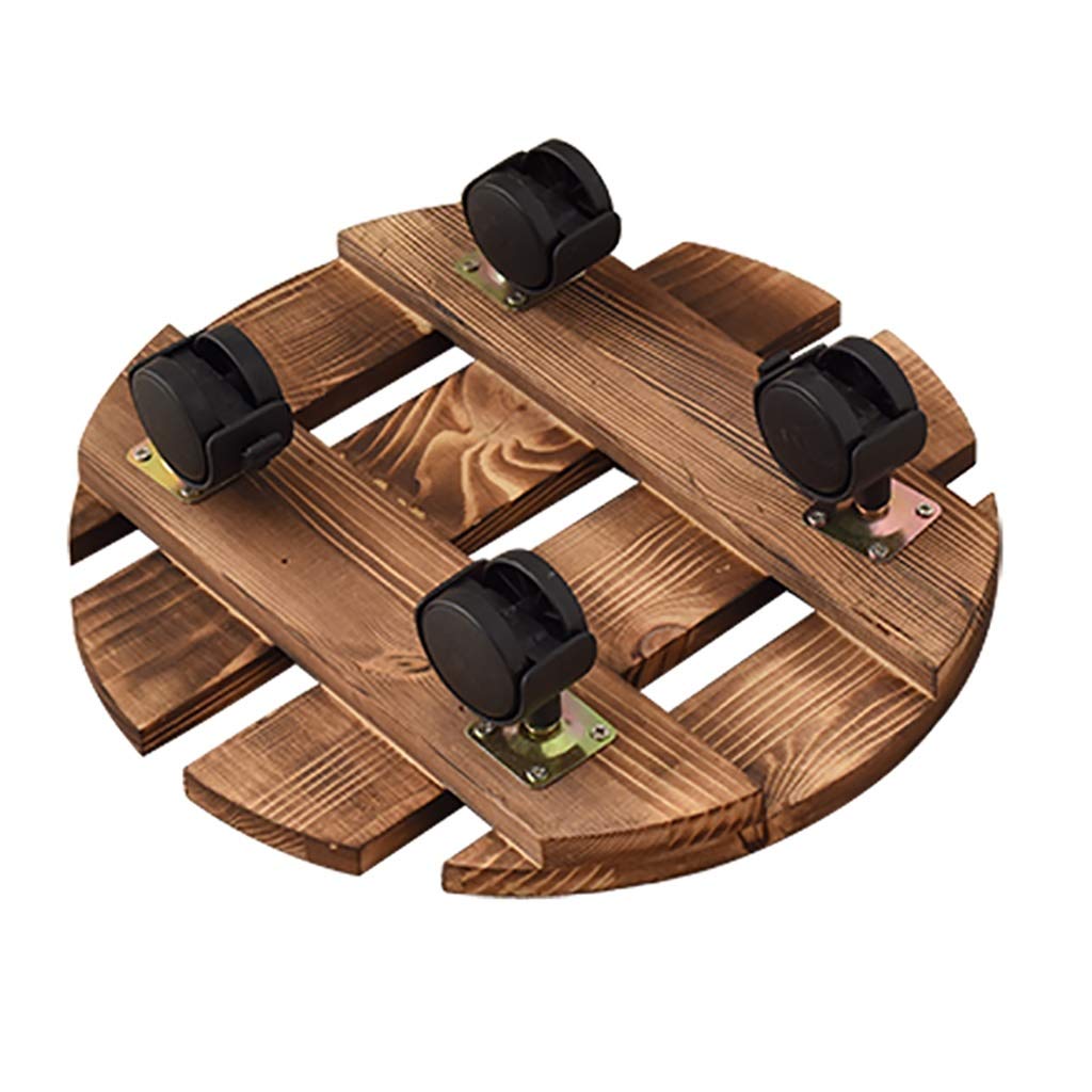 GuTen Carrello Portavasi In Legno Con Ruote Girevoli 360° - Diametro 35cm, Capacità 90kg - Sottovaso Su Ruote Per Piante Grandi, Interno/esterno