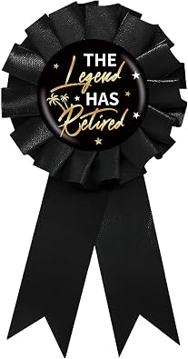 The Legend Has Retired Tinplate Badge Pin, Happy Retirement Button Pin for Men, Black Officially Retired Award Ribbon, Retirement Farewell/Going Away Party Favors