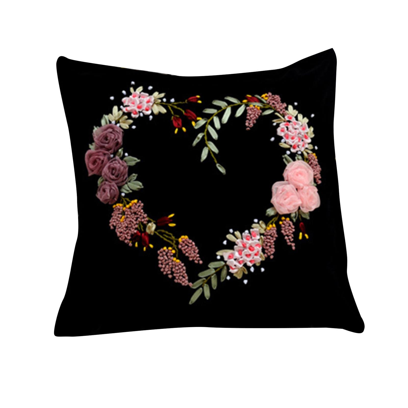 KBOLAE Embroidery Pillow Covers Kits Cross Stitch Pillow Case Needlework Adults Style C, 45cmx45cm