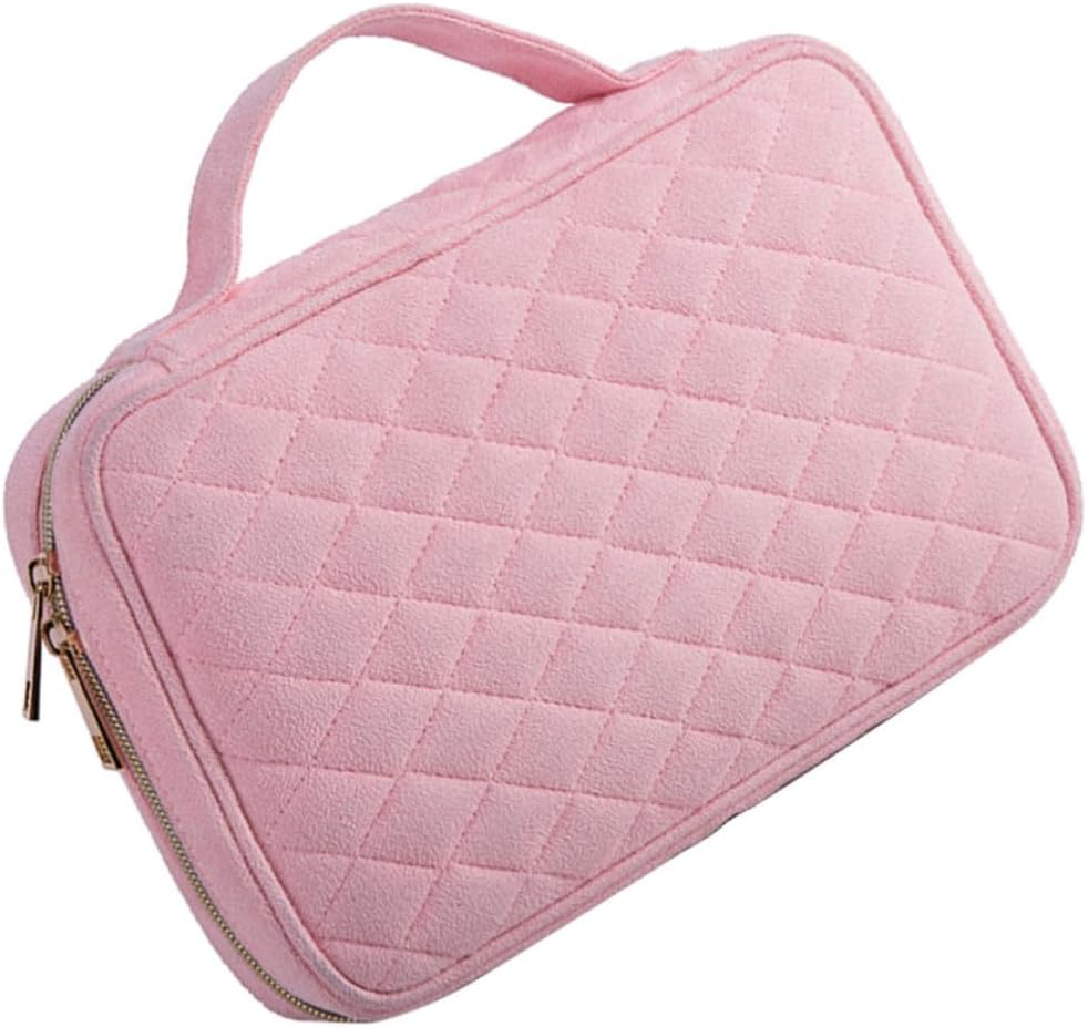 Pink Portable Jewelry Bag for Rings and Earrings, Polyester Organizer