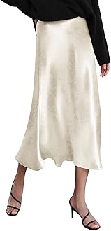 ZeagooWomens Satin Skirt Thin High Waist Midi Skirt Flowy Silk Casual Skirts Mermaid Hem