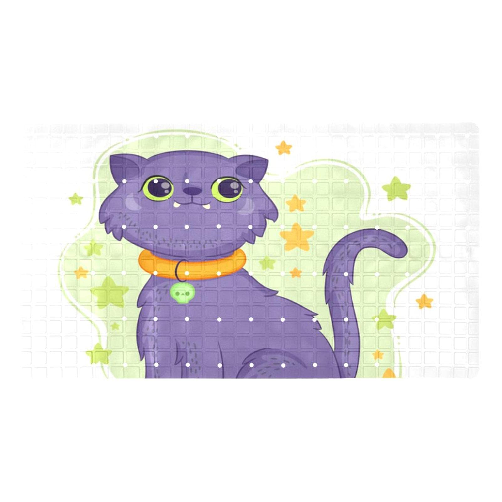 Alfombrilla de ducha con gato de Halloween y 120 ventosas de 71x40 cm