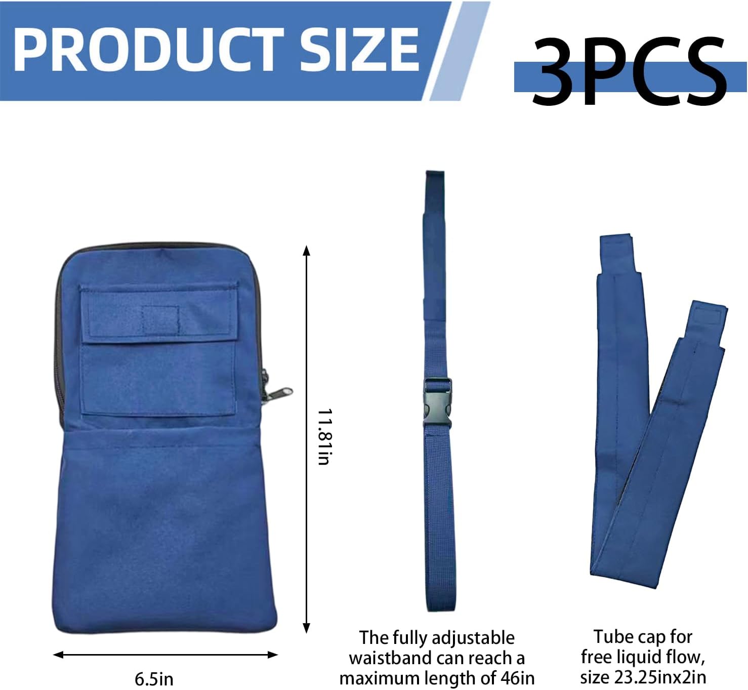 Discreet Nephrostomy Bag Holder and Drainage Cover for Adults Travel, Adjustable Waist Strap for Pipe Cover, Catheter Tube Protection,Concealed Supplies (Blue)