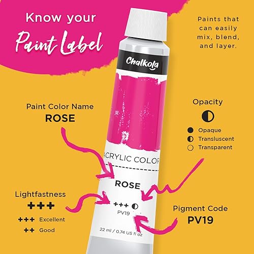Miniatura 31 de Chalkola Juego de pintura acrílica para adultos, niños y artistas, kit de 40 piezas de suministros de pintura acrílica, con 24 pinturas acrílicas