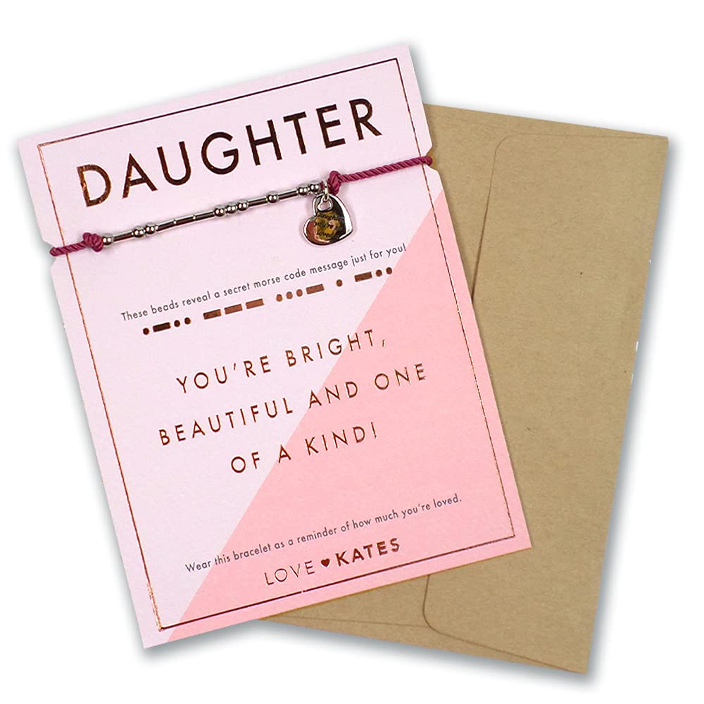 Love Kates Daughter Morse Code Bracelet String With Beads & Heart Charm With Mini Envelope LKJB004