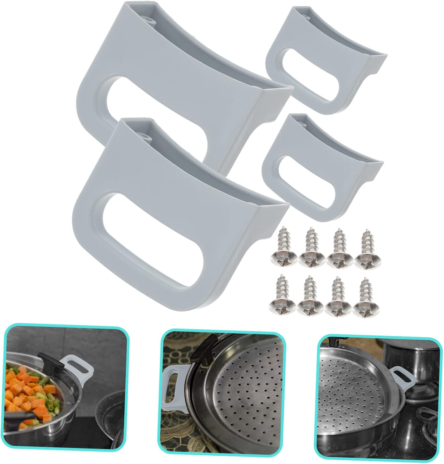4sets -Scald Pot Handle Ergonomic - Steam Pot Side Handle Replacement Compact Design for Easy Storage Kitchen Accessory