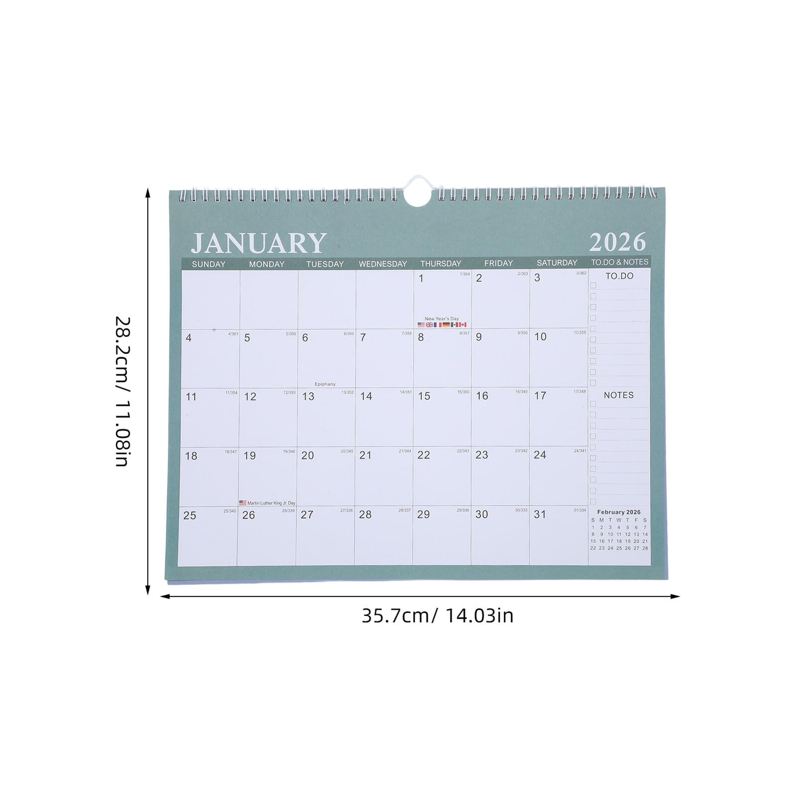 ABOOFAN Großer Wandkalender Monate Monatsplaner Stabiles Hartpapier Modernes Querformat mit Multi-länder-feiertagen für Büro Schule und Zuhause