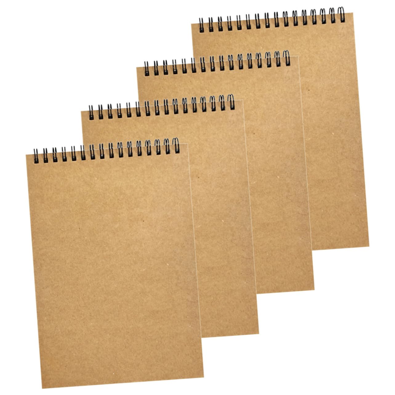 4 Stück-pack Spiralnotizbücher A5, Papier, Braun, Einfach