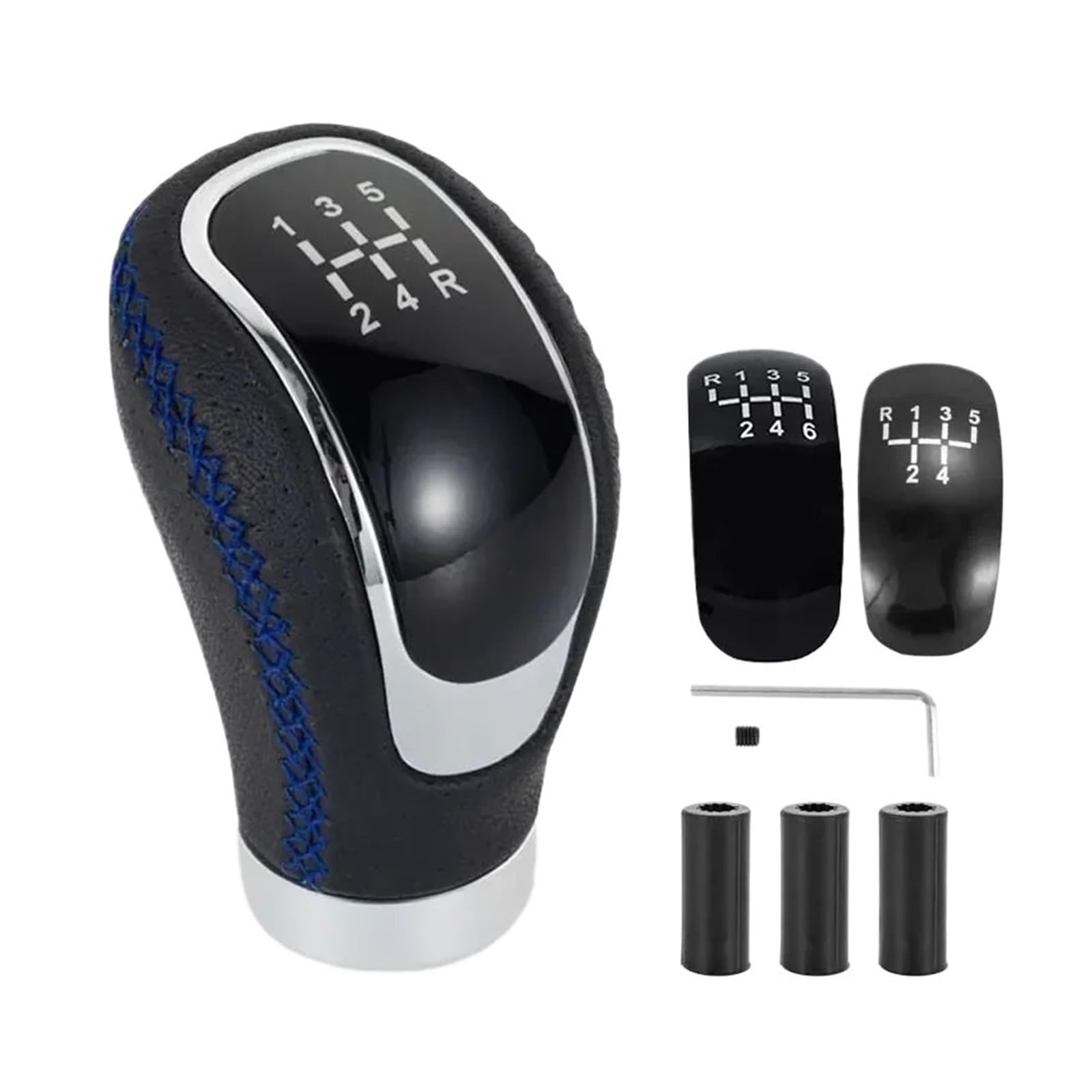 BXBDEKQGL Gear Shift knob Universal Manual 5/6 Speed Gear Shift Knob PU Cover with M8 M10 M12 Adapters for Car Shifter Lever(A)