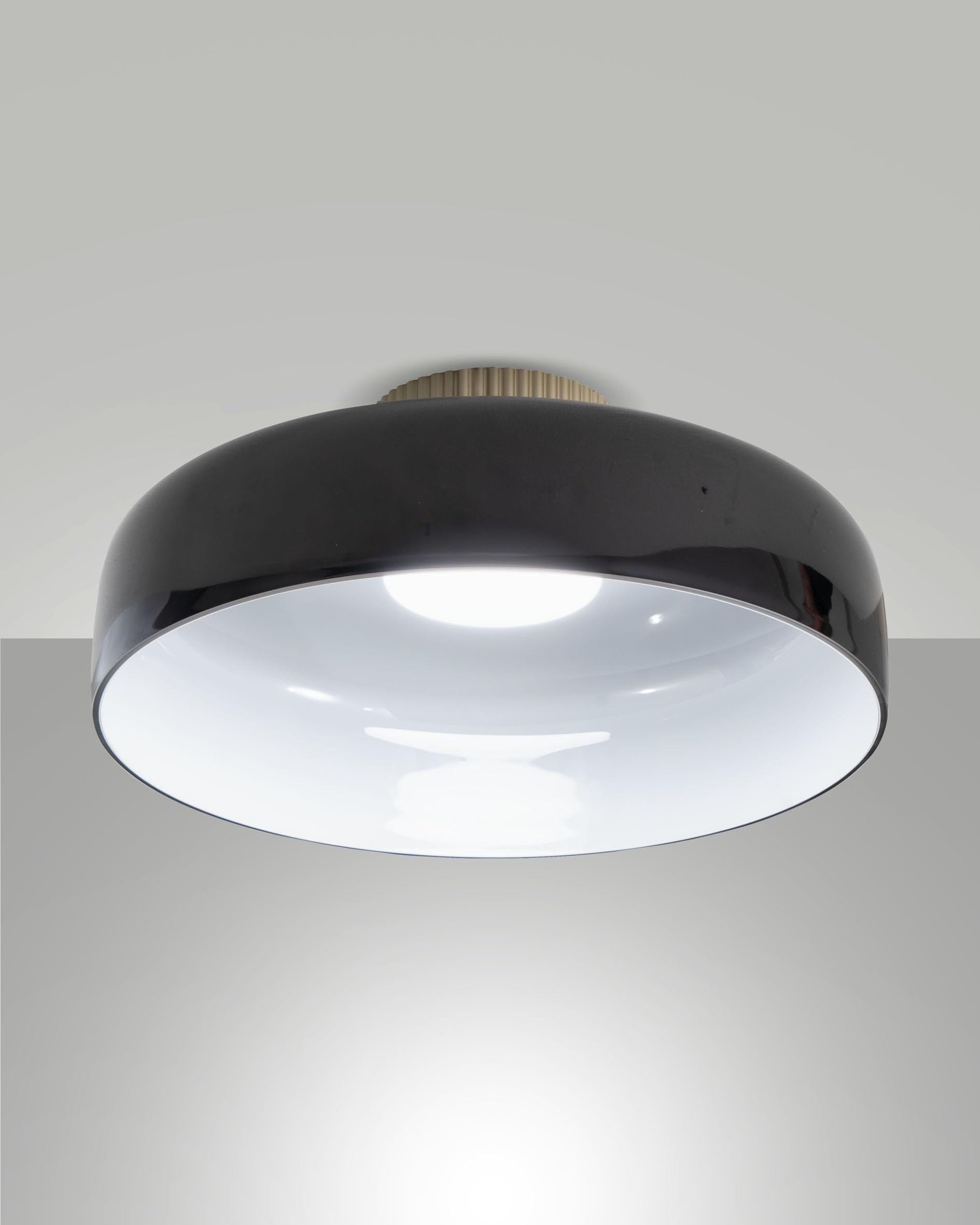 Lunar 26W 3150lm 2700K-4000K Integrated LED Ceiling Light, Metal and Blown Glass, Dimmable in Steps, IP20, Black – Lunar Range