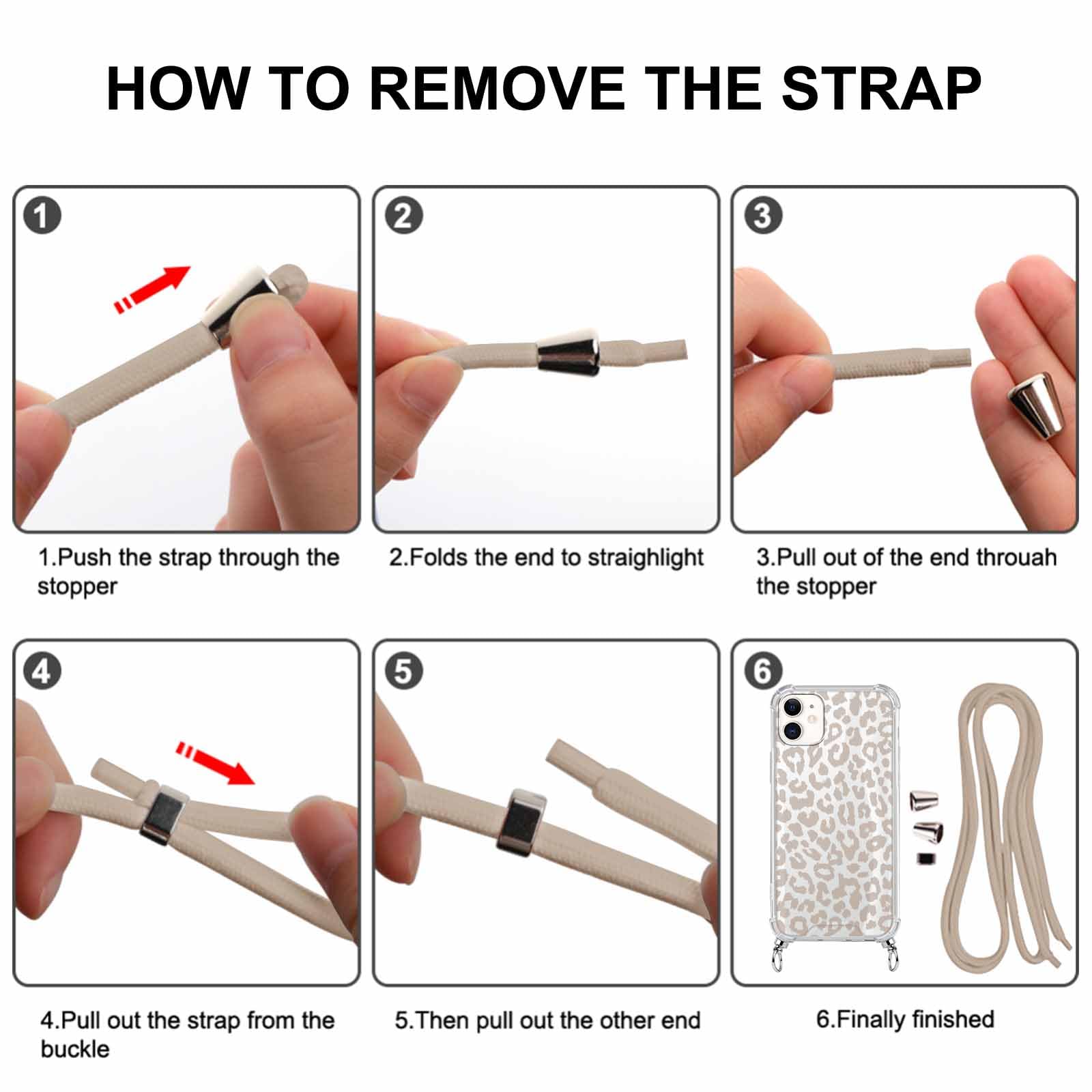 Coque Avec Cordon Pour IPhone 15 (6,1") - Motif Léopard, Collier Réglable, Antichoc