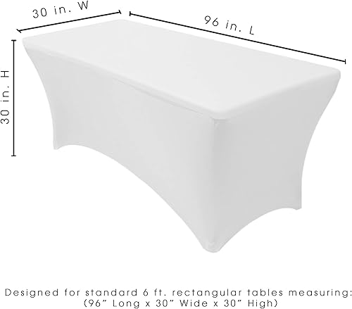 Miniatura 33 de YOUR CHAIR COVERS - Paquete de 2 manteles de mesa elásticos de elastano para mesas rectangulares de 6 pies, 72 pulgadas de largo x 30 pulgadas