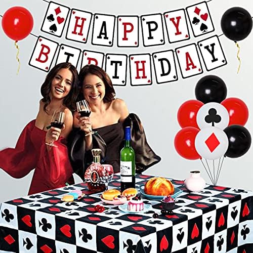 Casino Birthday Party Decorations Poker Birthday Party Supplies for Las Vegas Themed Parties Magic Theme Harley Quinn Theme Party Poker Happy Birthday Banner Poker Table Cover for Adult Birthday