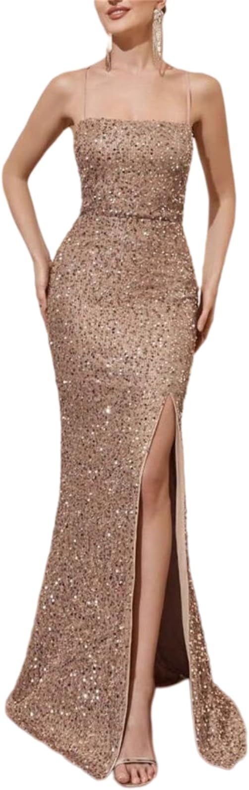 Womens 2026 Strapless Mermaid Dress Long Ruched Ruffle Formal Evening Prom Maxi Gown with Slit