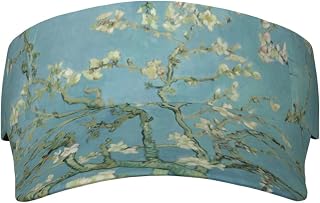 XIXIAN Cherry Plum Flowers Printed Adult Sunscreen Visor Cap Lightweight and Breathable Adult Sun Visor Empty top hat Versatile Outdoor hat Black