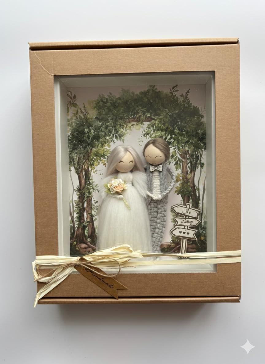Ramka ślubna handmade boho para młoda prezent na ślub wesele pamiątka