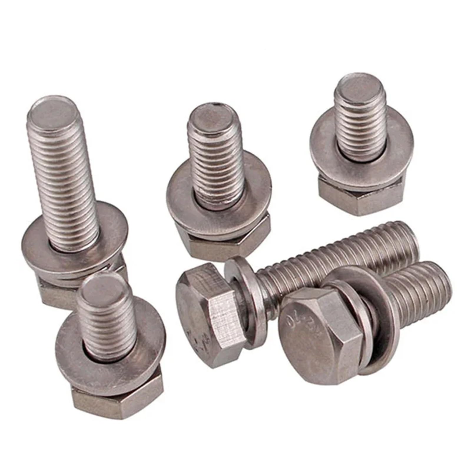 5-50 Szt. M5-0,8 304 Śruby Z Łbem Sześciokątnym Ze Stali Nierdzewnej Płaskie Podkładki Sprężyste A2 70(M5 X 10mm-50pcs)