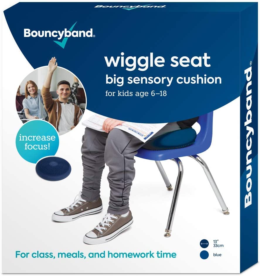 Image of Bouncyband - Wiggle Seat - 10 Pack - Blue, 13 inch D - Large Sensory Cushion for Kids Ages 6-18+ - Promotes Active Learning, Improves Student Productivity, Includes Easy-Inflation Pump
