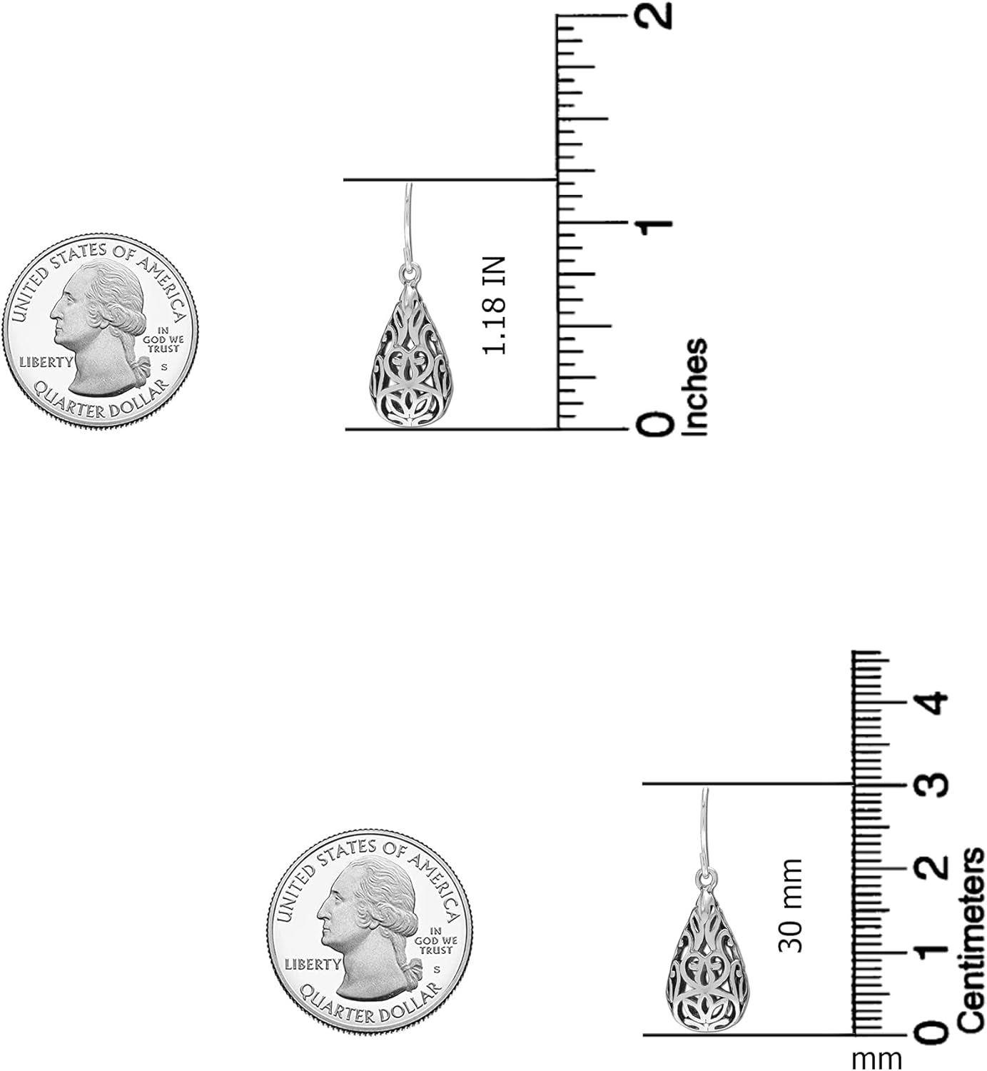 LeCalla 925 Sterling Silver Filigree Dangle Drop Earrings | Lightweight Antique Balinese Teardrop Dangle Drop Earring for Women - Image 4