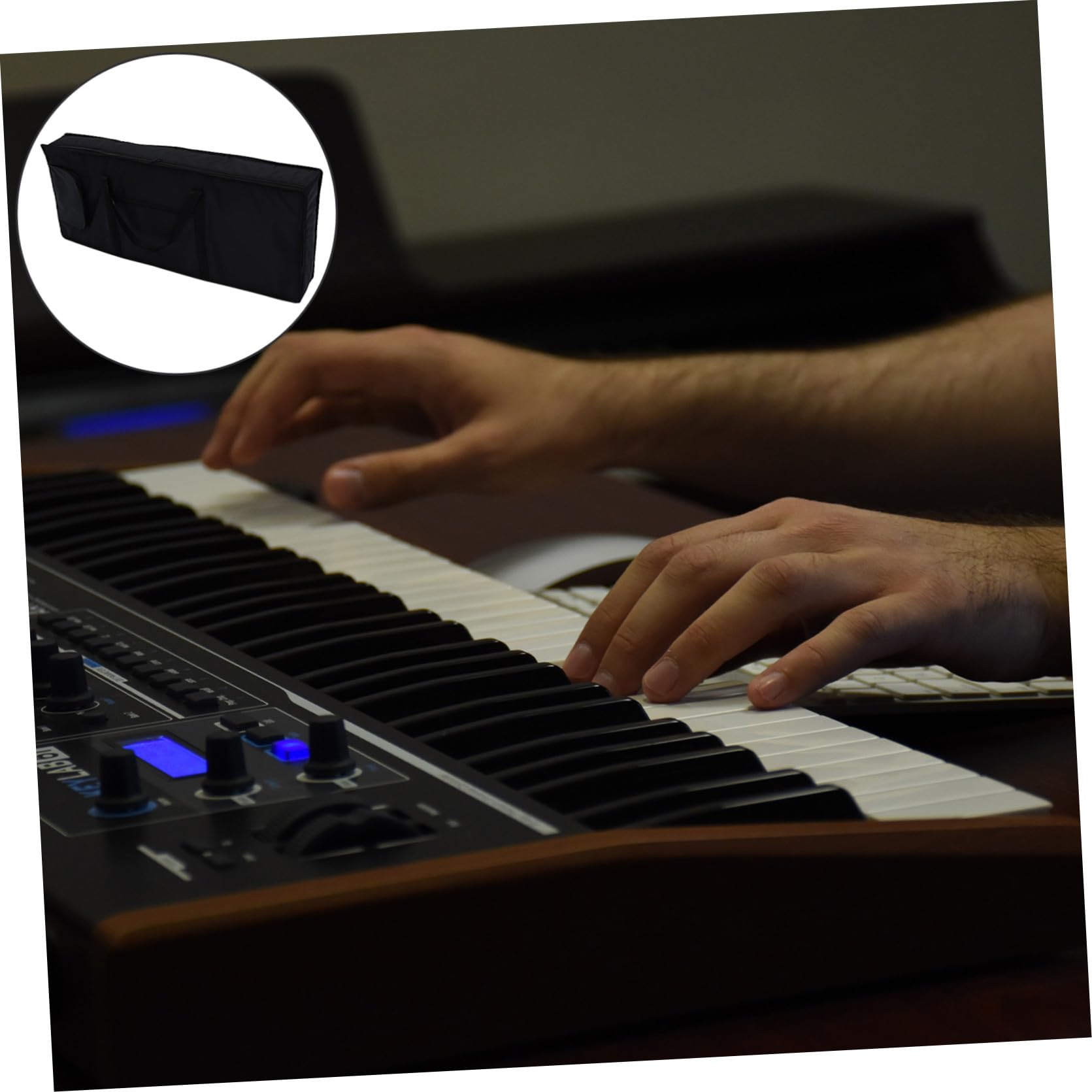 Wasserdichte Gepolsterte Keyboardtasche aus Oxford Tasten Elektronisches Klavier Tragetasche mit Zubehörfach Leicht und Komfortabler Reißverschluss Schwarz