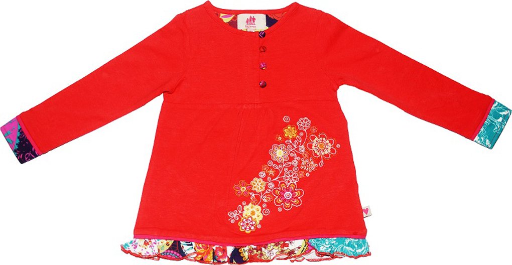 Paglie Tunic Red with floral pattern