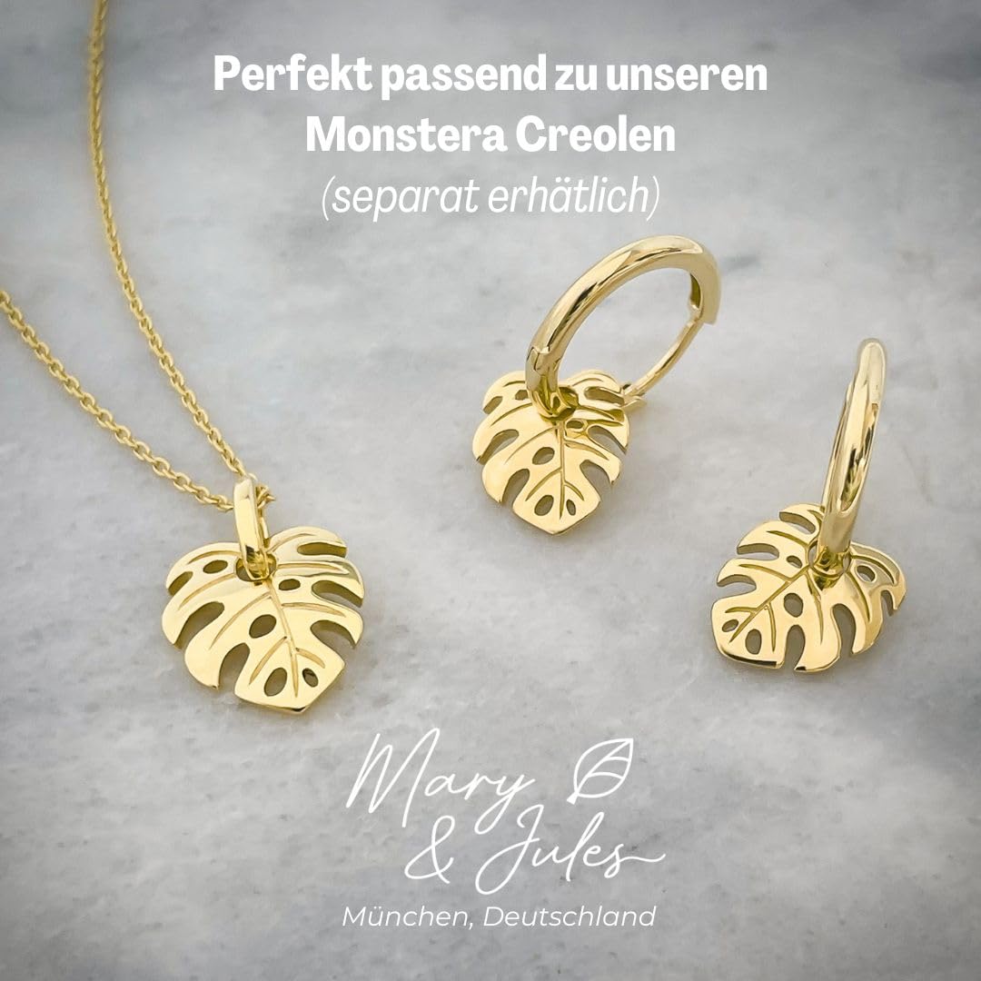 Mary & Jules Halskette Damen Monstera aus recyceltem 925 Sterling Silber - Kette Damen mit Blatt Anhänger, für Frauen & Mädchen, eleganter, alltagstauglicher Schmuck, trendige Geschenkidee