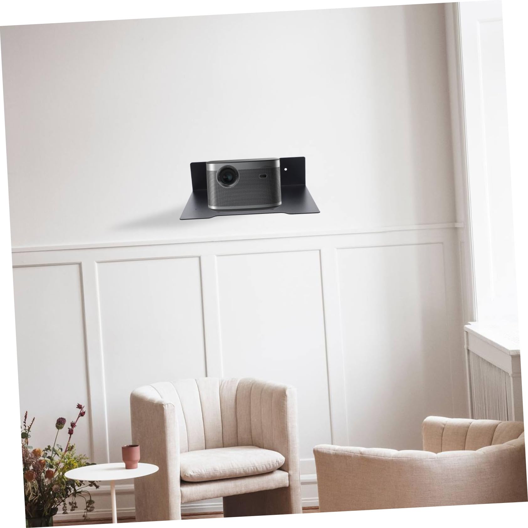 Homoyoyo Supporto da Parete Robusto in Acciaio al Carbonio Nero Capacità di Carico Elevata per Telecamera e Proiettore, Design Montaggio a Muro
