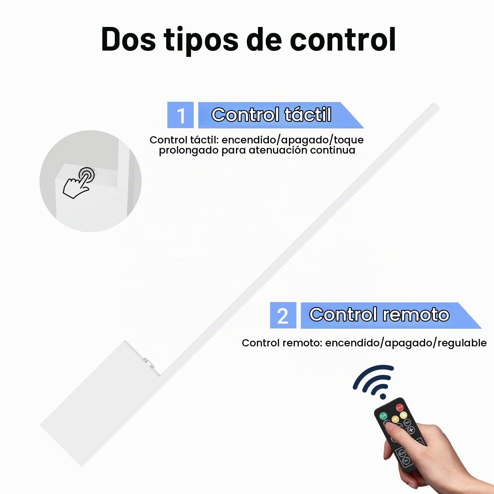 Klighten 2PCS Lámpara de pared a pilas,6000mAh Lámpara de pared LED con mando a distancia y control táctil,Aplique de batería,Aplique de Pared interior 60CM 5W,3000K-6000K,Blanco