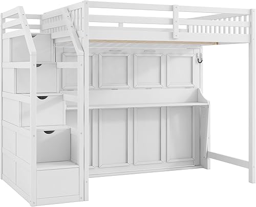 Miniatura 318 de Versatility - Litera individual sobre individual con escritorio y armario integrados, cama alta de madera maciza y plataforma independiente con