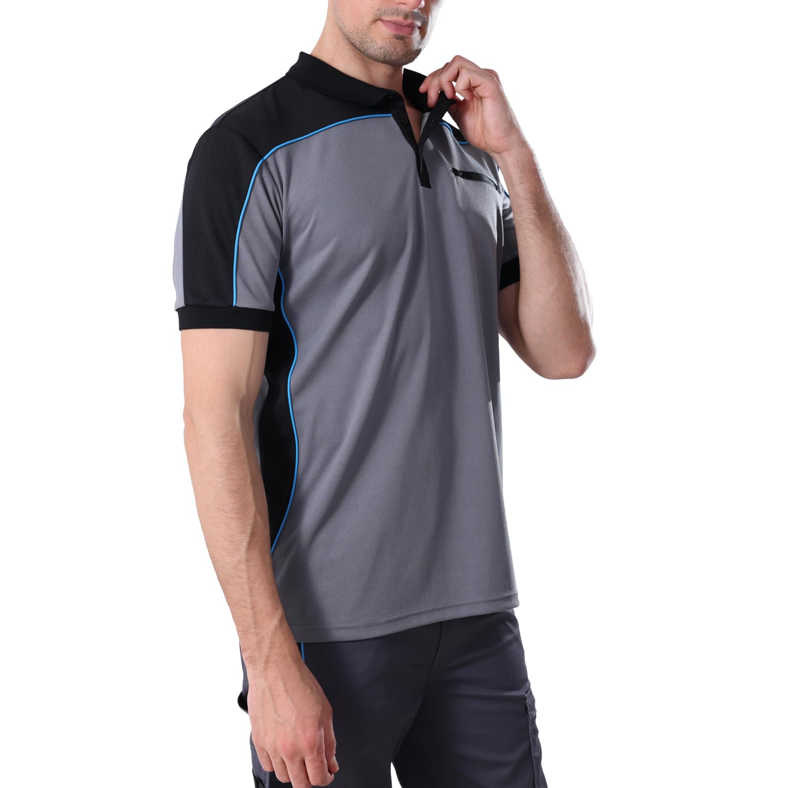 WORK IDEA Polo de Trabajo de Manga Corta para Hombre, 100% Poliéster