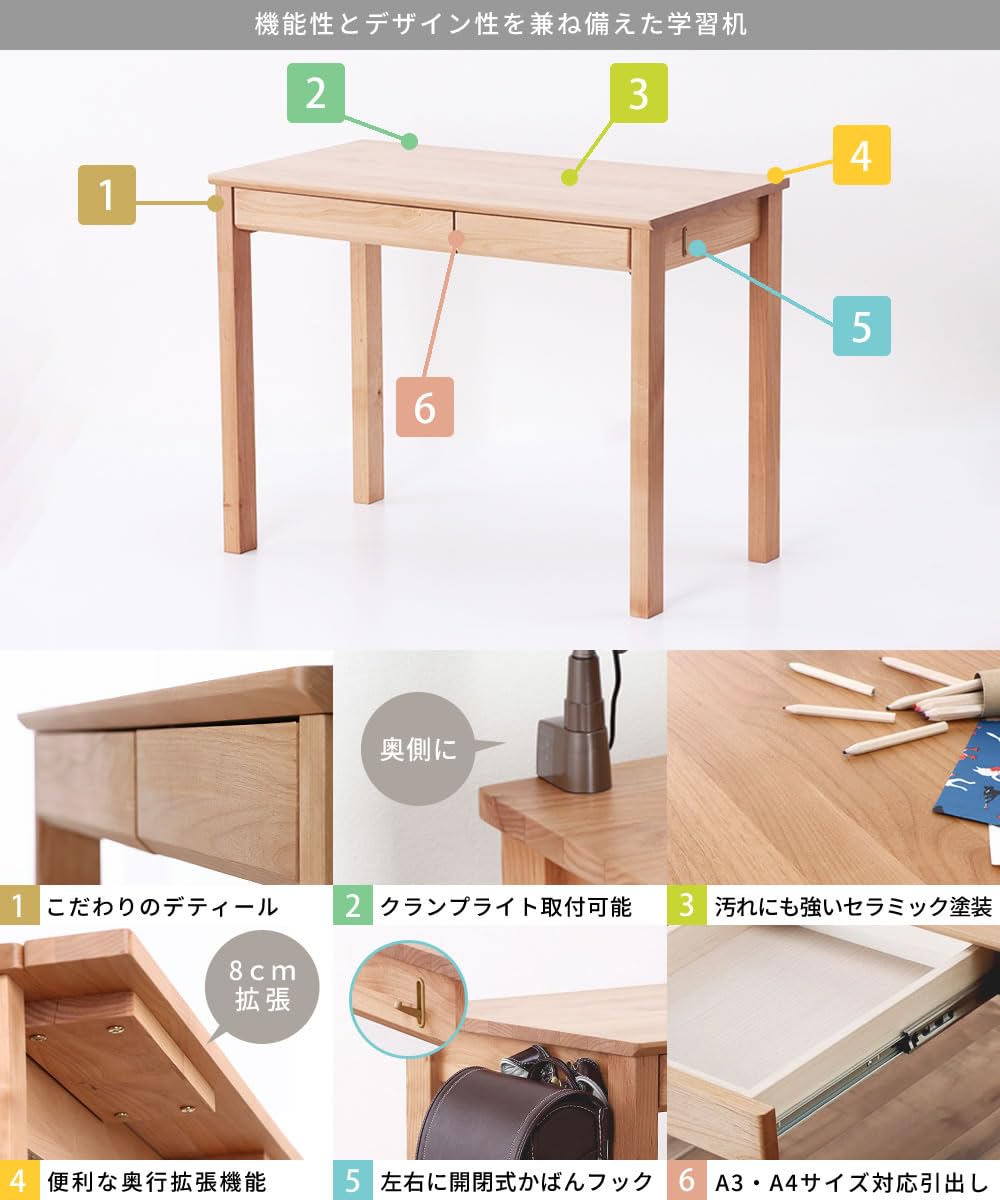 Amazon | 家具の里 LIKKE (リッケ) 学習机 3点セット (デスク + 上棚C