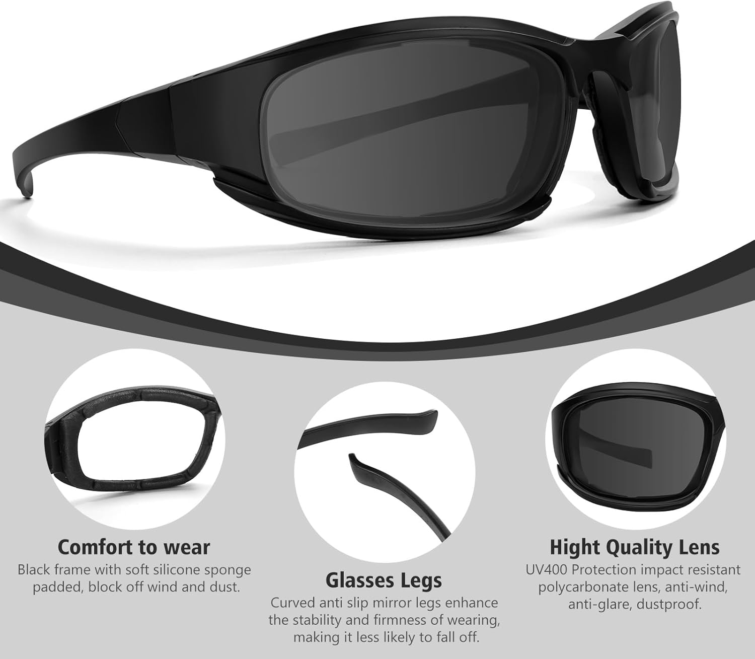 Motorcycle Riding Glasses Motorcycle Goggles Padding Goggles Motorcycle Sunglasses UV Protection Dustproof Windproof - Image 3