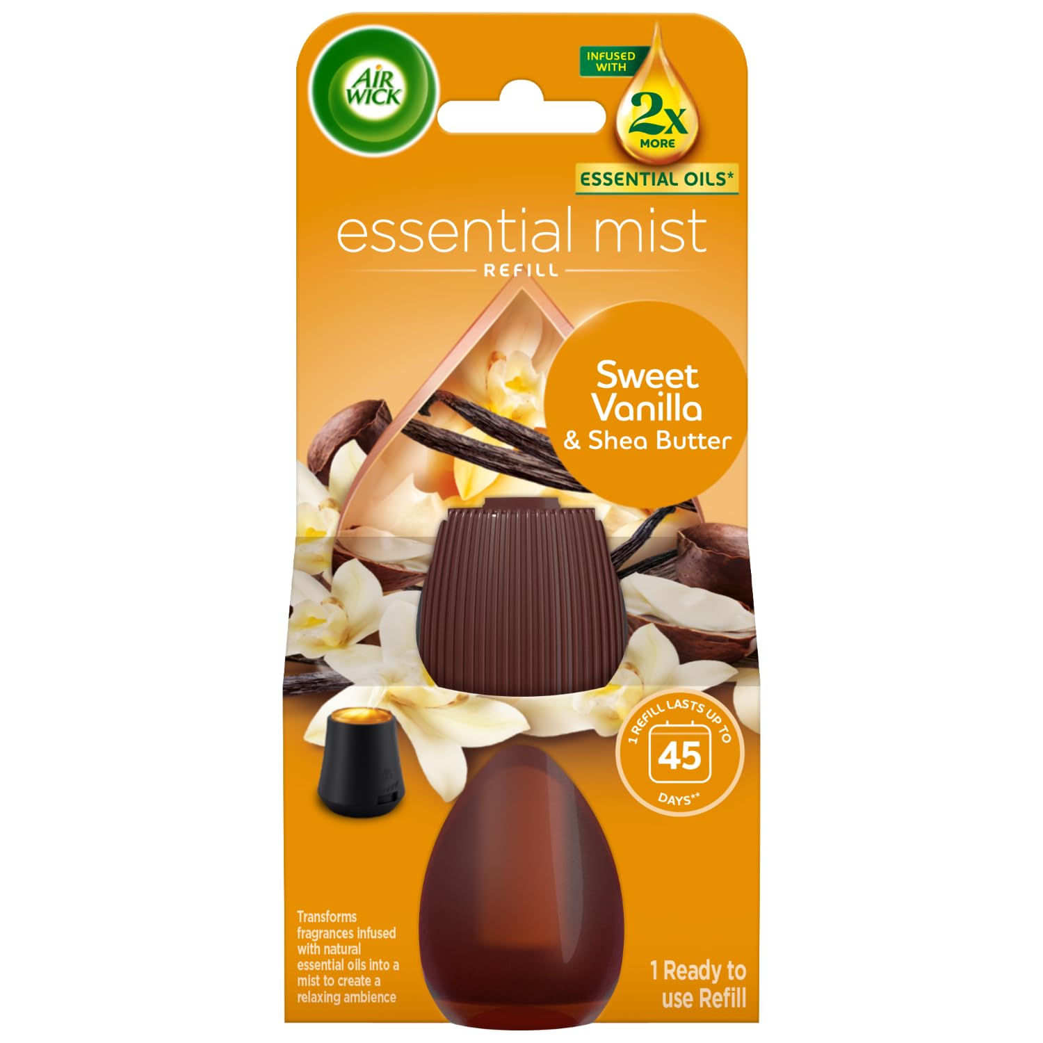 Airwick Essential Mist Automatic Fragrance Mist Diffuser Refill, Sweet Vanilla & Shea Butter - 20 ml | Natural Essential Oils Diffuser Refill | Automatic Air Freshener-image-4