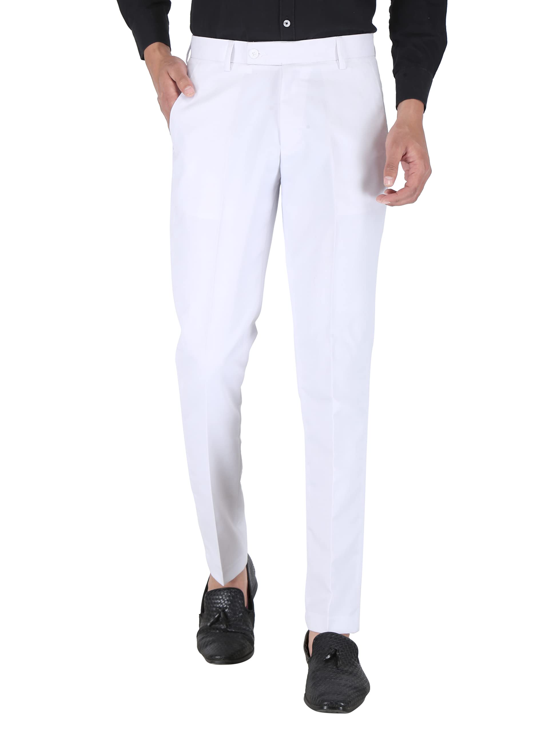 White Slim Fit Formal Trouser for Men (White)-image-7