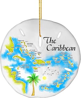 Christmas Ornaments - Handmade Caribbean Gift Souvenir Stocking Stuffer, Sand Dollar Ornament for Christmas Tree Decoration (Caribbean)