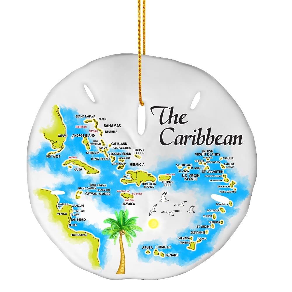 Amazon.com: 加勒比海沙元聖誕裝飾品– 獨特的加勒比海紀念品禮物度假紀念品手工聖誕襪禮物適用於假日樹裝飾非常適合朋友和家人: 居家與廚房