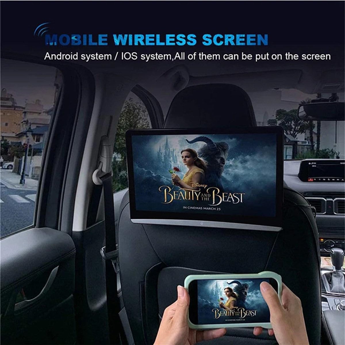 Lecteur D'appui-tête, Moniteur D'appui-tête de Voiture, Lecteur VidéO 8K Pour Android 11, 3 Go + 32 Go, éCran Tactile Ips, Prise En Charge Wifi/Bluetooth/Usb/Sd/EntréE Hdmi/Sortie Hdmi/Fm,14in