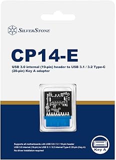 Silverstone CP14-E, USB 3.0 Internal 19 Pin Header to USB 3.1/3.2 Type-C (20 Pin) Key A Adapter Card for USB Type-C Port, SST-CP14-E
